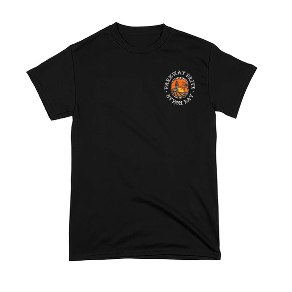 Parkway Drive Byron Bay Shark Lighthouse Graphic Black T-Shirt - Picture 2 of 9